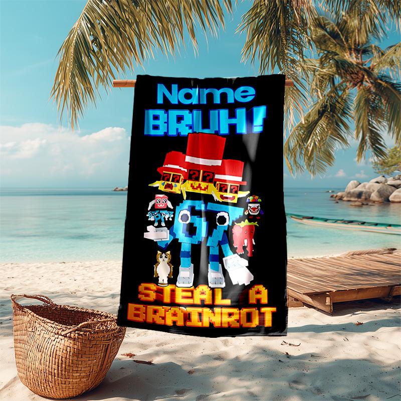 Personalized customized proof beach towel with Six Seven pattern - soft, absorbent,quick-drying,perfect swimming,camping&bathing