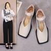 Обувь для женщин 2024 Мокасины с квадратным носком Женская летняя обувь на низком каблуке Элегантная офисная черная мода E Люксовый бренд Популярный 39