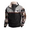 Mens Cowboy Sweatshirt Vintage Print Western Aztec Sweatshirt Casual Long Sleeve 1/4 Zip Fleece Pullover Menswear Hoodie Sweater