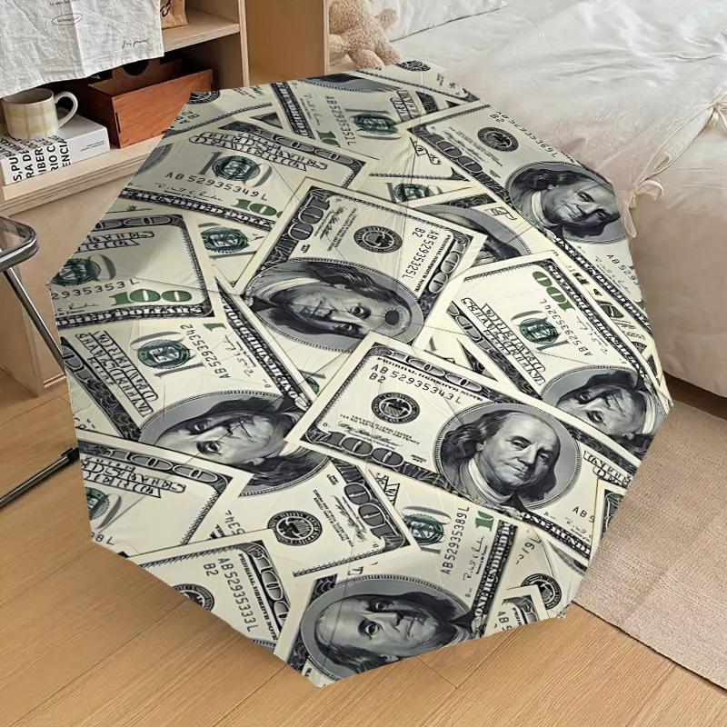 1PC money banknote Automatic Open/Close Umbrella with Windproof, 8-Rib Sturdy Canopy, Durable Ribs, Fashionable Design1311A
