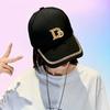 Letter D Rhinestone Baseball Cap, 100% Polyester, Adjustable Toggle Closure, Sun Protection, Casual Novelty Themed Cap