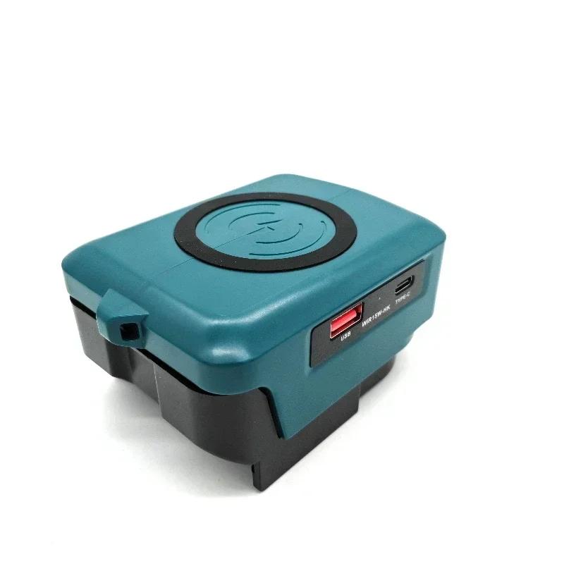 Portable Lithium Battery Wireless Charger Power Bank with USB and Type-C Ports for Hitachi/Hikoki 18V Li-ion Battery for Camping