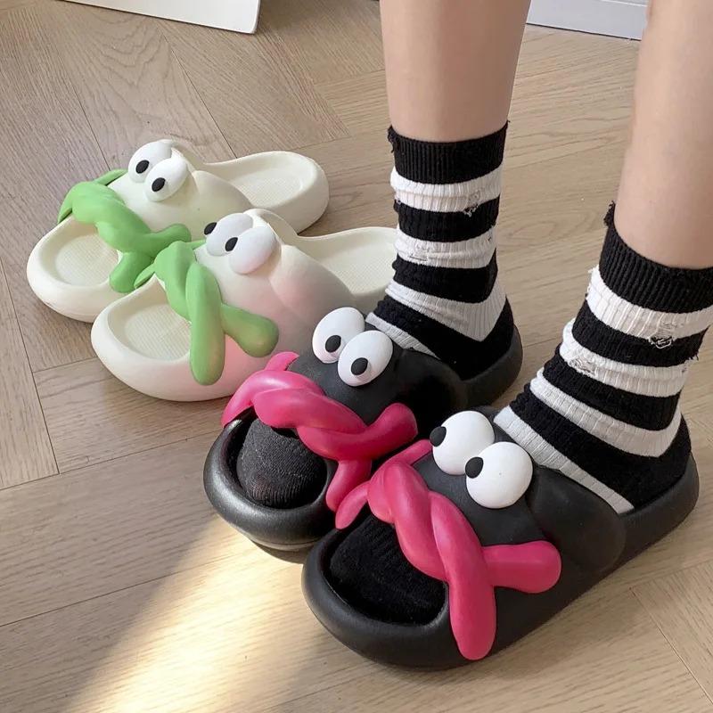 Fashion Platform Slippers Women Home Flats Cute Cartoon Designer Shoes House Summer Funny Casual Slippers New Fashion Footwear Open Toe