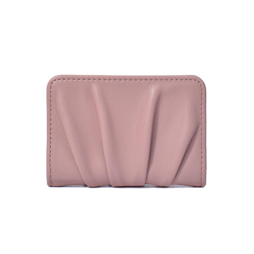 Elegant Foldable Wallet Multiple Card Slots Korean Style Mini Coin Purse PU Leather Solid Color Wrinkled Card Holder Outdoor