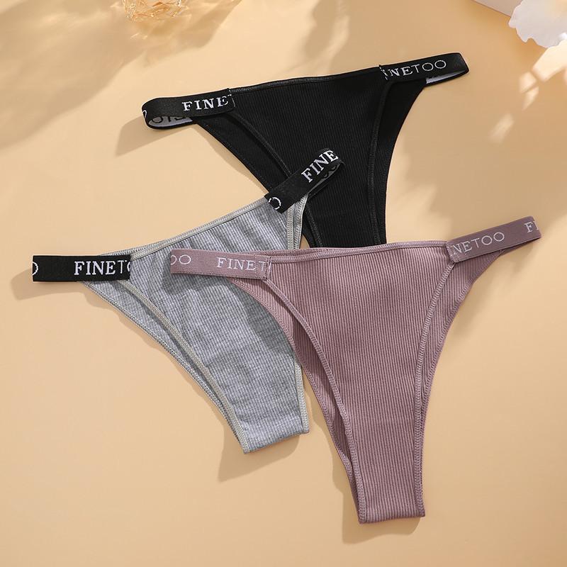 FINETOO Cotton Thong For Women Sexy Briefs Modeling Strap Design Panties