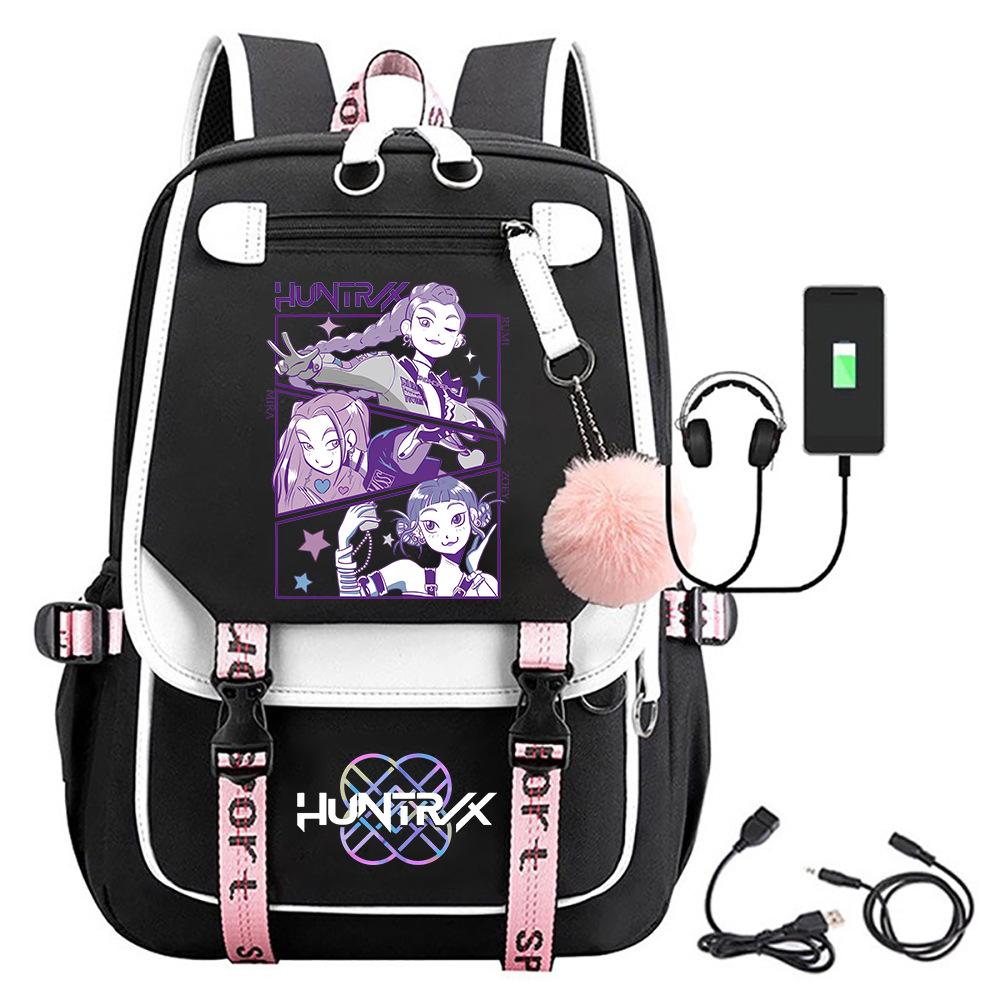 K-Pop Рюкзак женской группы Demon Hunter с помпоном - Школьный рюкзак для студентов