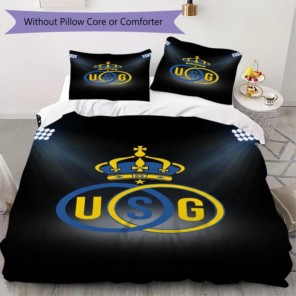 Union Saint Gilloise Pattern Bedding uilt Set uilt Cover Pillowcase Home Decoration Birthday Gift (1 * duvet cover + 2 * pillowcase without core)