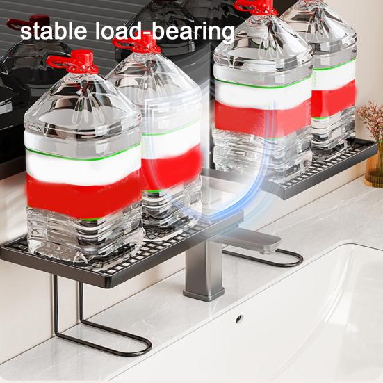 Yousheng Faucet Holder U-Shaped Large Capacity Design Organizer No Drilling Waterproof Rust-Proof Drainage Rack for Toothbrushes Cups Facial Cleanser