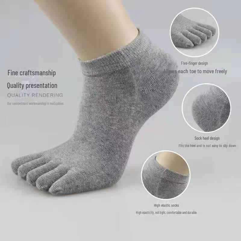 Мужские хлопковые носки с пятью пальцами и раздвоенным носком, дышащие и впитывающие пот для осенних и зимних видов спорта, однотонные