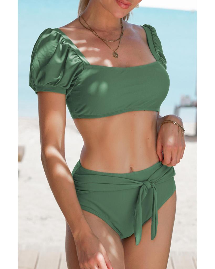 Azura Exchange Bubble Sleeves High Waisted Swimsuit