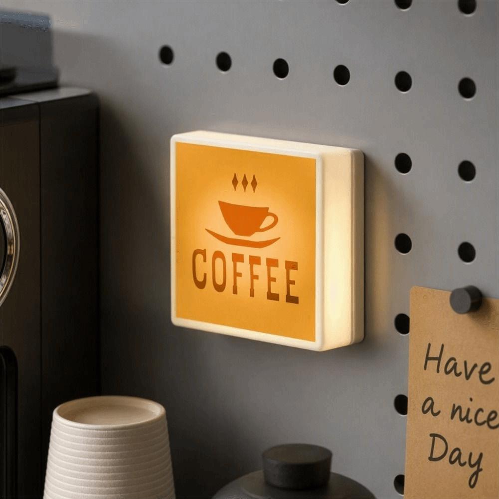 Adjustable Light Brightness Glowing Coffee Shop Fridge Magnet Coffee Light Box Sticker Gift