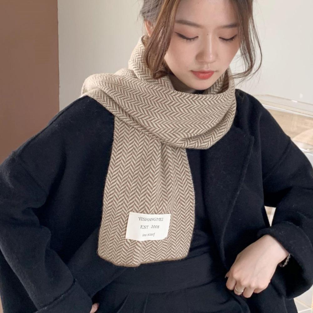 Keep Warm Knitted Scarf Stripe Pattern Long Scarf New Warm Scarves Ladies