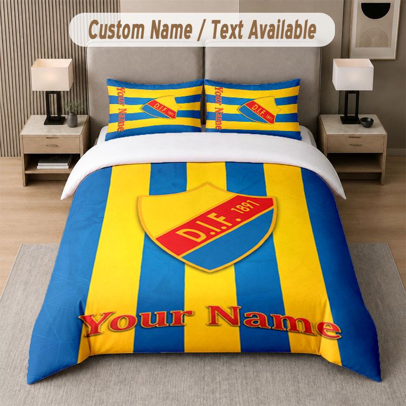 Custom Bedding Set Djurgårdens IF Pattern, Print Name Text 1 Duvet Cover plus 2 Pillowcases Home Textile
