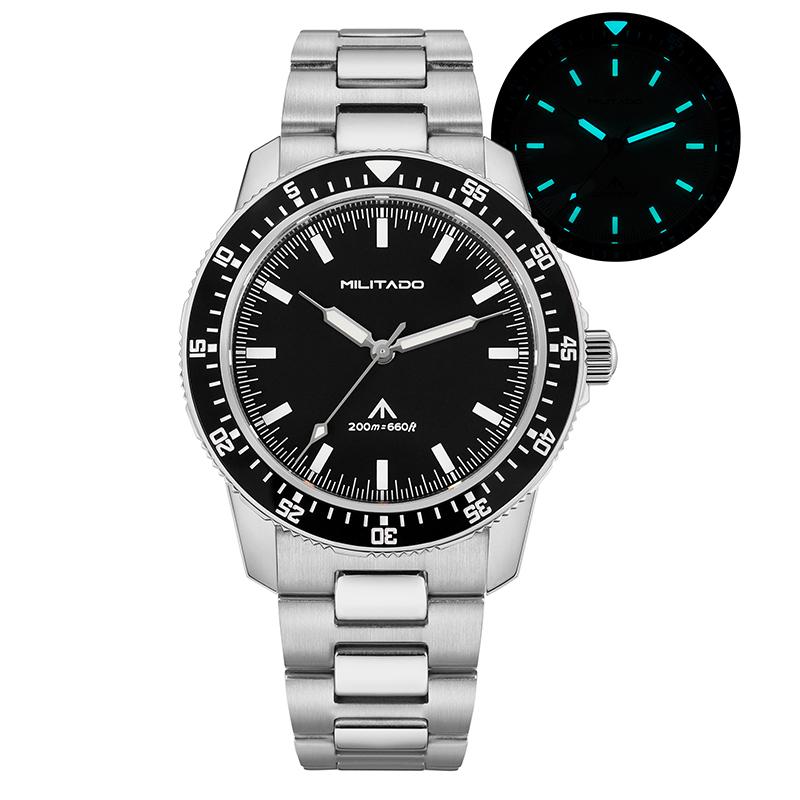 Militado ML25 Quartz Watch VH31 Sweep Second Movement Men's Retro Watch Sapphire Crystal Luminous 200M Waterproof Dive Watches
