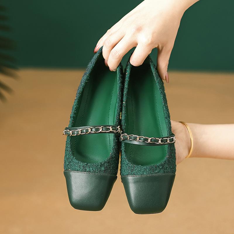 Fashion French Style Single Shoe Women's Spring 2025 New Patchwork Scoop Shoe Womens Straight Strap Retro Mary Jane Shoes Ladies Heels