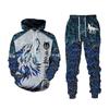 Casual Men's Tracksuit 3d Animal Printed Hoodies and Pants 2pc Sets Antumn Cool Sweatshirts Women Men's Clothing Sportswear Suit