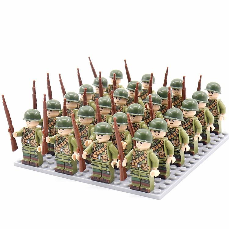 24PCS/SET World War II Military Soldiers Rifle Weapons Gun Figures Parts Blocks Assembly DIY Model Building Kits Toys