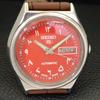 Seiko 5 AUTOMATIC 6309A VINTAGE JAPAN MENS ARABIC RED COLOR DIAL WATCH A701419-5 R206b-a701419