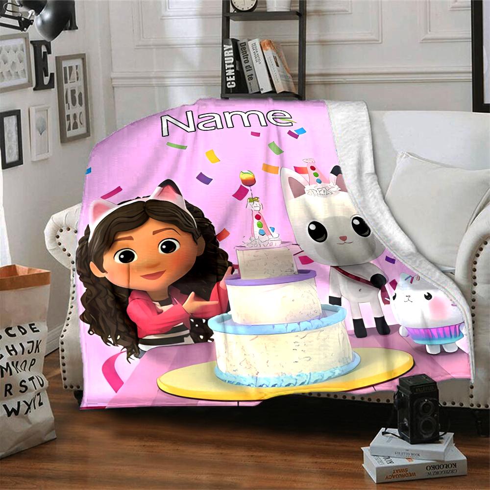 Customiz Name Personality Gabby's Dollhouse  Blanket Soft &Warm Sofa Office Bed Travel Lunch Break Blanket, Gift Suitable All Seasons