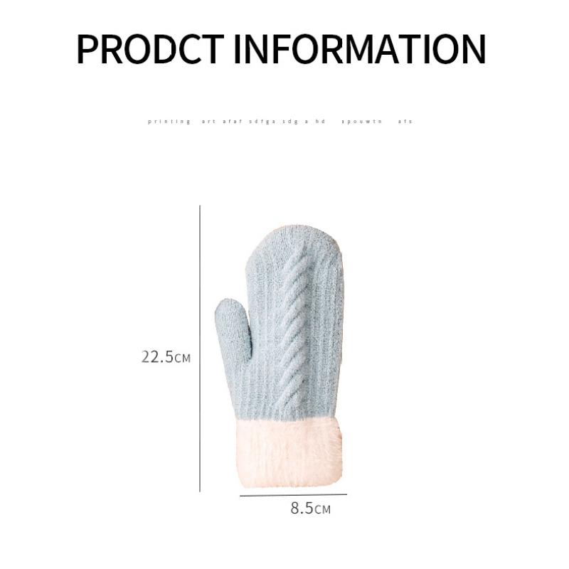 Winter Women Keep Warm Plus Velvet Wrist Thicken Jacquard Twist Wool Knitting Gloves Full Finger Cycling Drive Cute Mittens