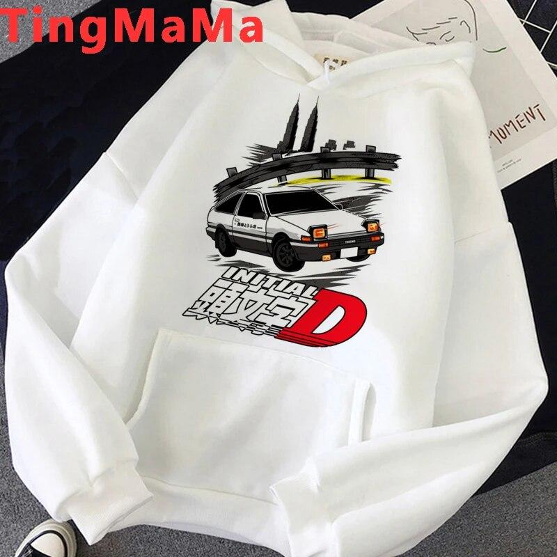 Hot Japanese Anime Initial D Hoodies Unisex Kawaii Cartoon Harajuku Winter Warm Unisex Tops Streetwear Fashion Sweatshirts Male Unisex