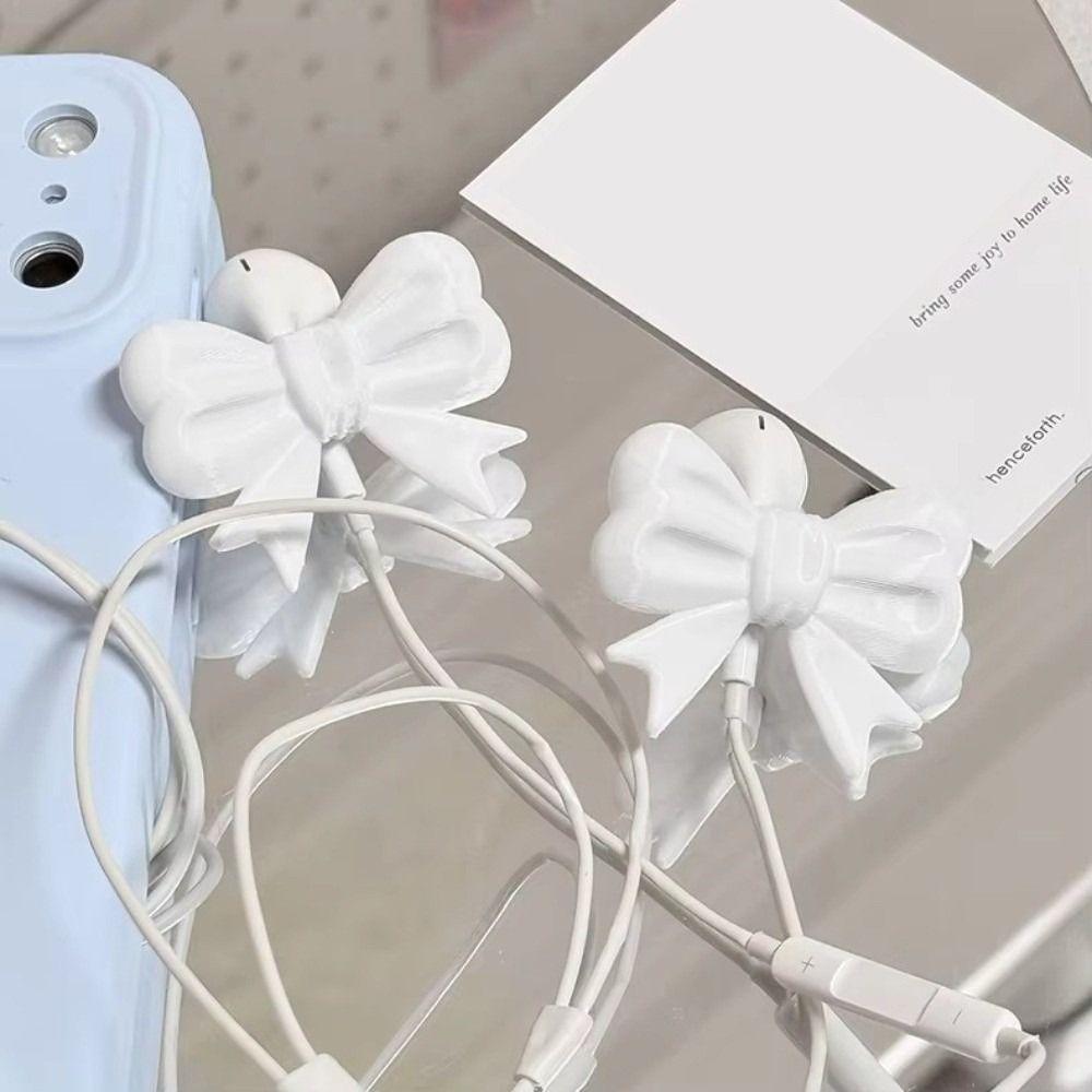 Snap-On Design Bow Headphone Charms Wired Earphones Headphone Decor Clips Gifts Earphone Charms