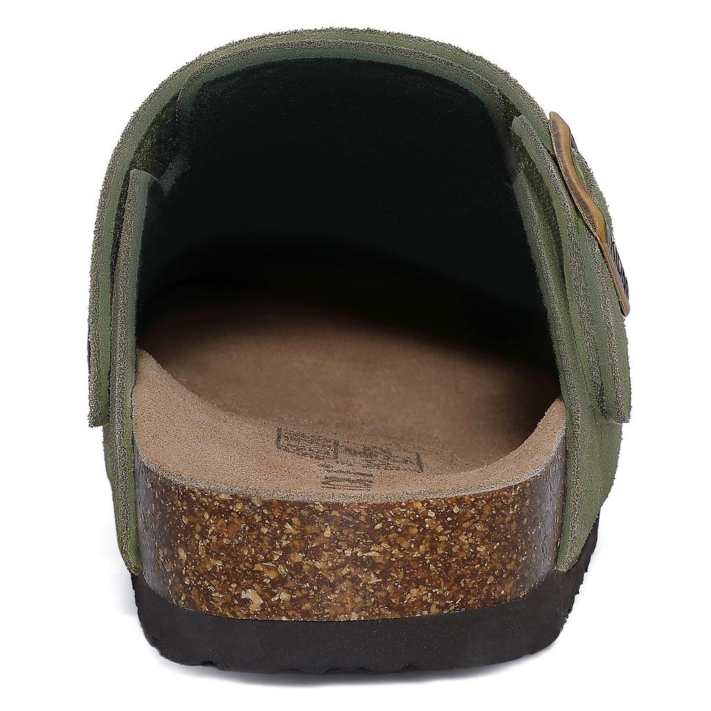 Модные женские замшевые клоги Crestar, пробковая стелька, кожаные мюли, женская уличная обувь для комфорта, поддержка свода стопы, обувь «картошка» с регулируемым ремешком