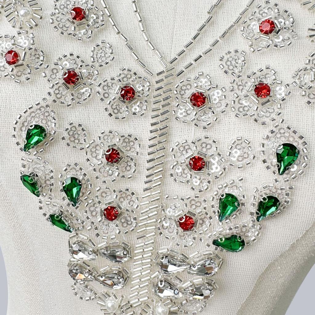 Mesh Embroidery Beads Color V-Neck Placket Collar Diy Decorative Accessories Women'S Dress Top Dress