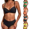Женское разделенное сексуальное однотонное бикини с высокой талией, модное с подушечками для бюстгальтера, купальник без стальной поддержки