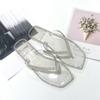 2024 New Square Toe Rhinestone Flip-flops Women's Slippers Fashion Flat Transparent Jelly Shoes Outdoor Casual Beach Slides
