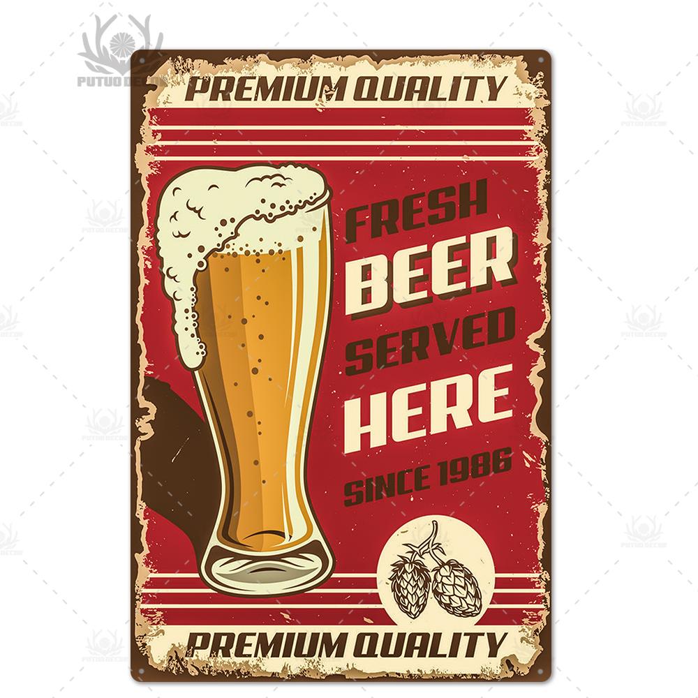 Putuo Decor Пиво Ретро Жестяная Табличка Смешной Постер Плакат Металлическая Винтажная Настенная Тарелка Бар Паб Клуб Мужская Пещера Декоративная Железная Картина