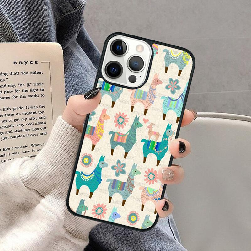 Милый Кавайный Чехол для Телефона с Ламой и Альпакой для iPhone 17 Air 16 16e 15 Plus для Apple 13 11 12 14 Pro Max Cover coque Shell