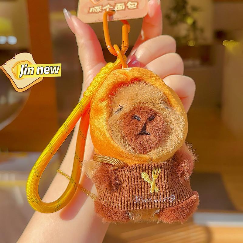 Bread Hat Toast Capybara Plush Keychain With Cartoon Pendant Bag Gift Decoration