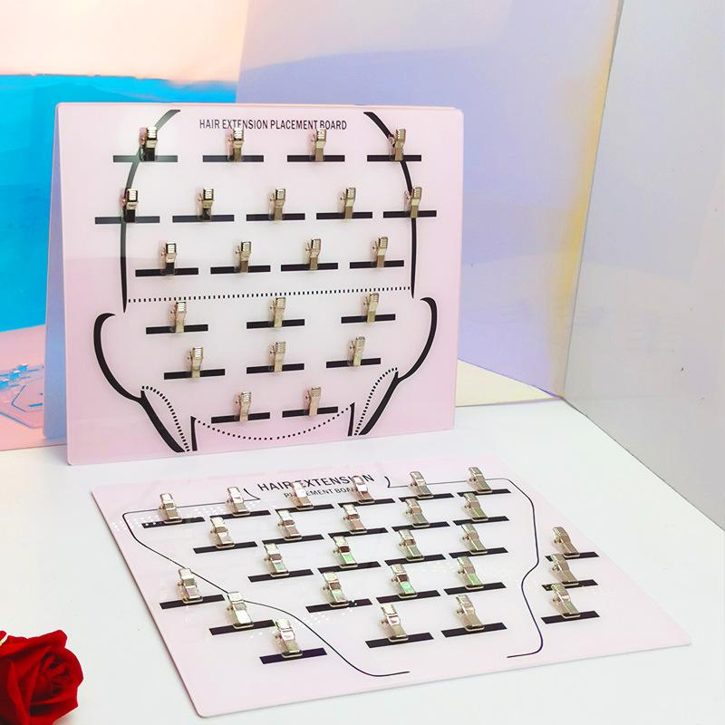 Acrylic Wig Stand Holder, Hair Extension Grafting Board with Clips, Professional Hairdressing Desktop Tool for Braiding, Weaving & Styling Accessories