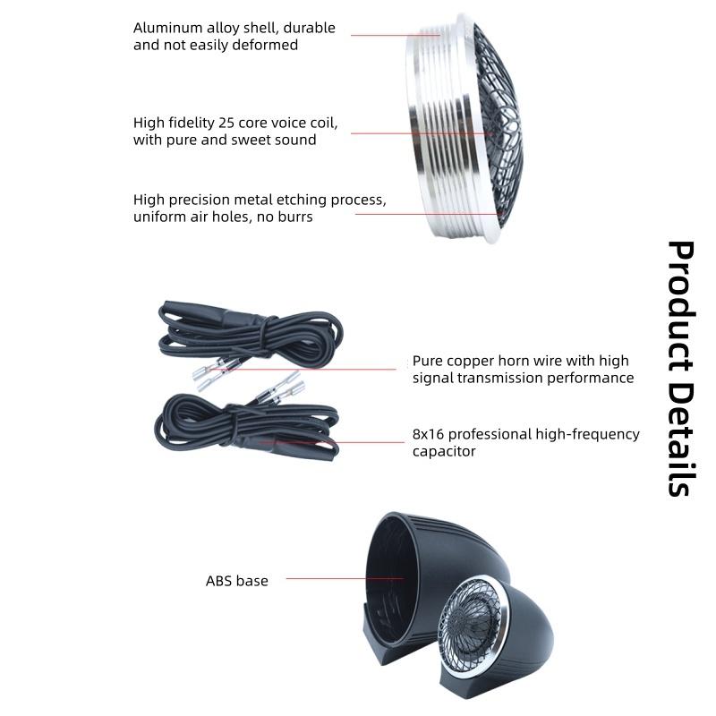 1.5" Universal Car Mounted Tweeter MAX 300W High Quality 25mm Dome Speaker Modification Aluminum Shell Wire Film Tweeter