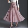 2025 Spring/Summer Women's Mesh Midi Skirt - Three-Layer Tulle, High-End, Slimming, Versatile Swing Design