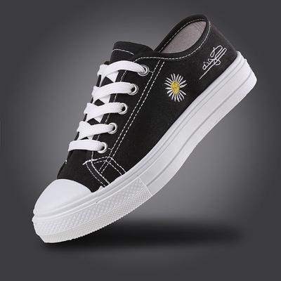 Весенне-летние парусиновые туфли повседневные маленькие черные туфли женская обувь корейская версия тренд плоская подошва женская обувь