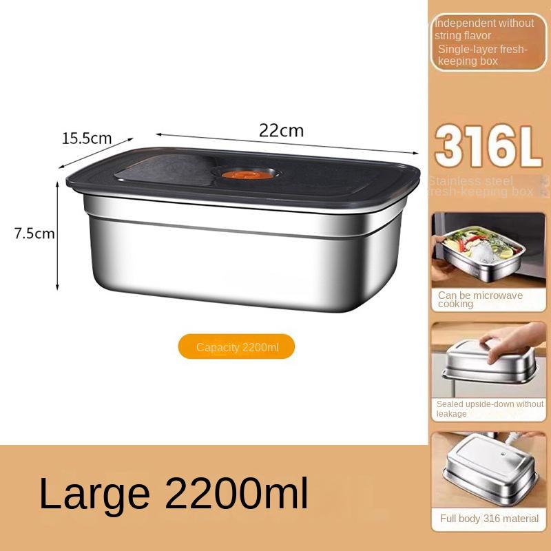 Stainless Steel Crisper, Lunch Box, Sealed Leak-proof Bento Box, Refrigerator Freezer Storage Box, Camping Lunch Box