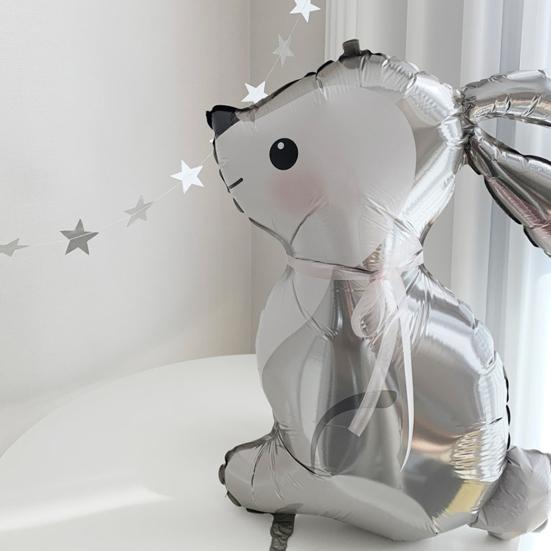 3Pcs Rabbit Balloon Cartoon Animal Long Ears Inflatable Aluminum Foil Happy
