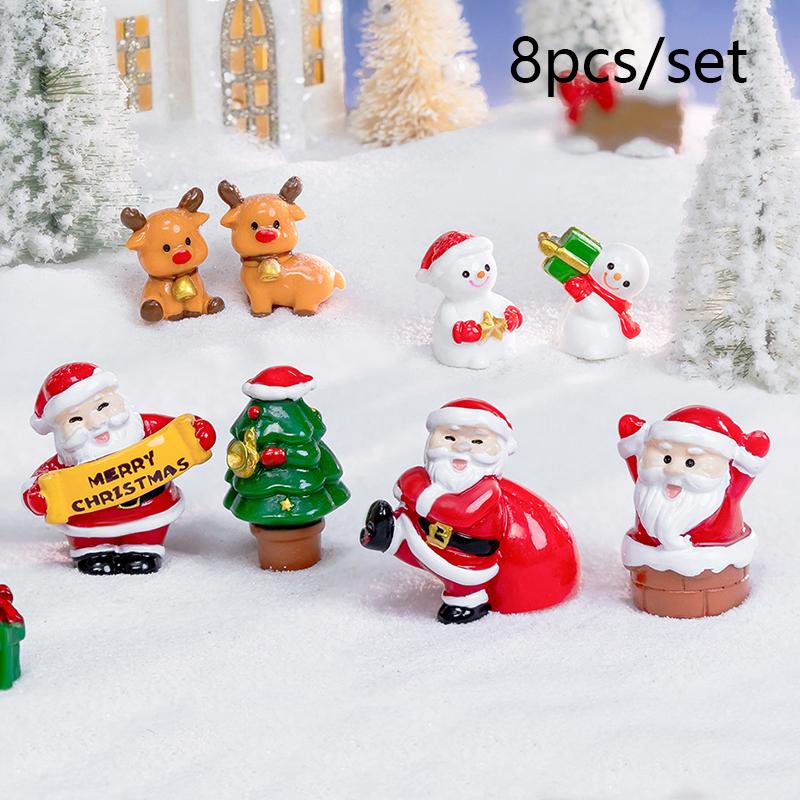 Мини-статуэтка снеговика из смолы на Рождество, модель микроландшафта, миниатюрная садовая фигурка, украшение для дома на год, декор