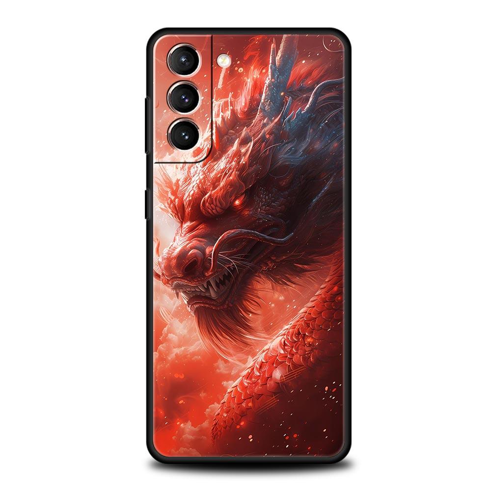 Чехол для телефона Samsung Galaxy S24 S23 S22 Ultra S20 S21 FE 5G S10 S9 Plus S10E S8 S7 Edge Cover Иллюзорный Цвет Китайский Дракон