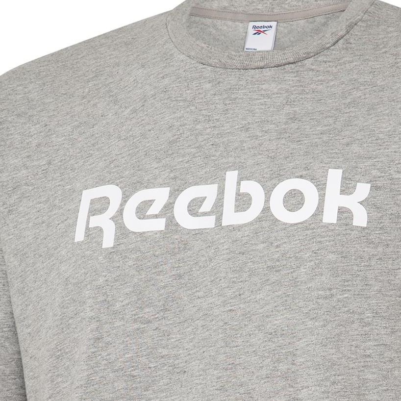 Reebok Футболка унисекс с коротким рукавом и принтом логотипа Linear Read Letter, серая, GR8482