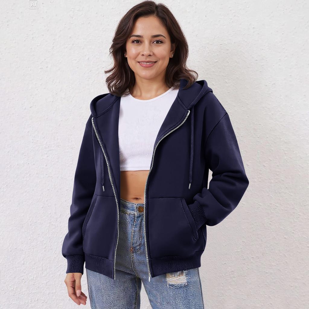 Women's Off Shoulder Zipper Hoodie Sweatshirt Fashion Clothing Casual Jacket