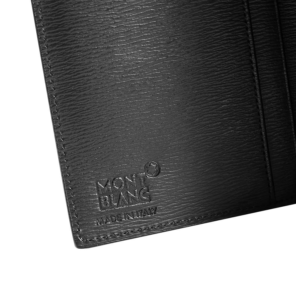 Montblanc Meisterstück Темный узор Печать Двойное сложение Открывающийся Кожаный кошелек Мужской кошелек Черный 8375