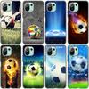 Fire Football Soccer Ball Case For Xiaomi Mi 11 Lite NE 11i 10T 11T Pro A2 A3 Lite POCO F3 M3 M4 C31 X3 Pro NFC GT Black Cover
