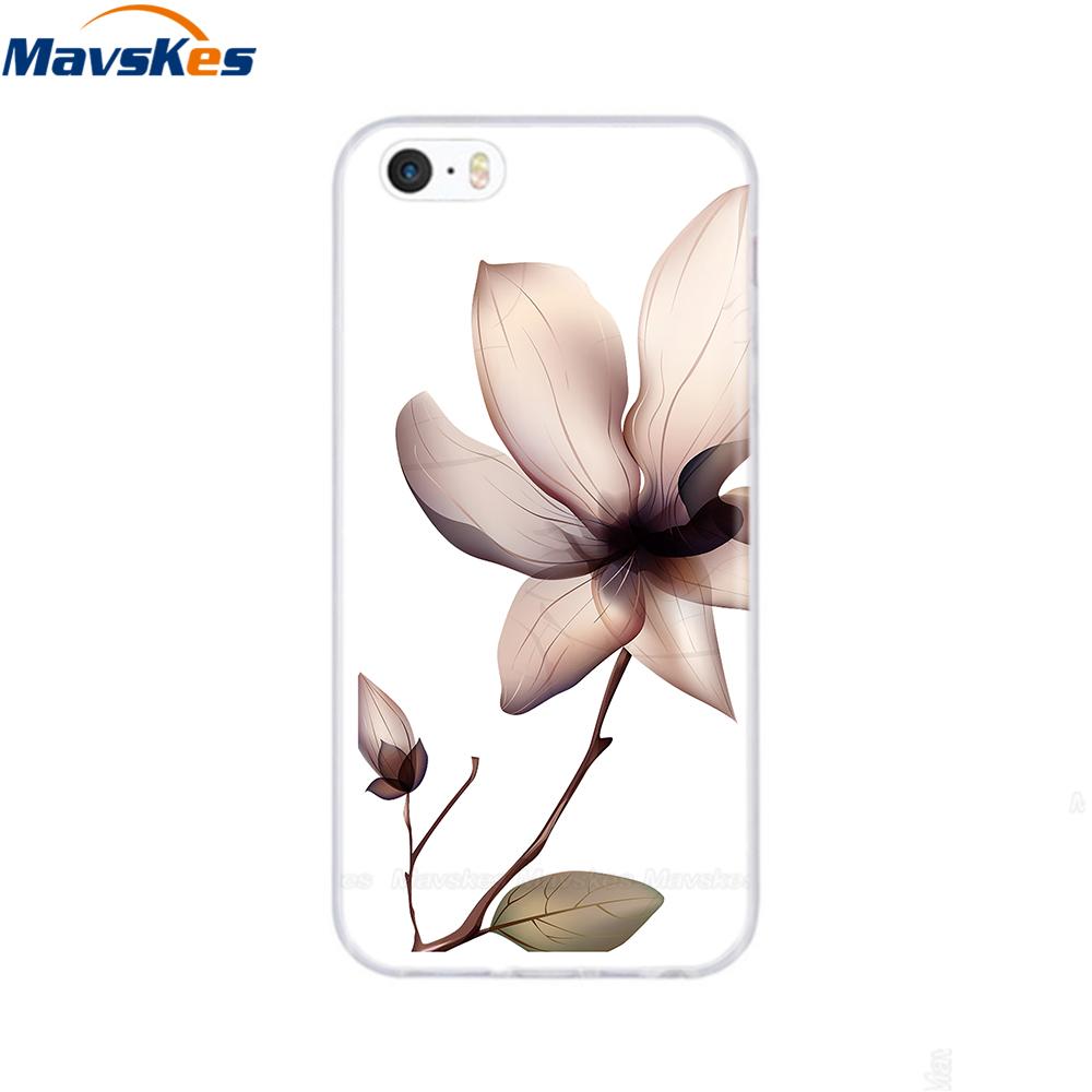 Мягкий чехол из ТПУ для iPhone 4 4s 5 5s SE 6 6s милый мультяшный кот цветок модный силиконовый чехол-бампер для телефона полная защита