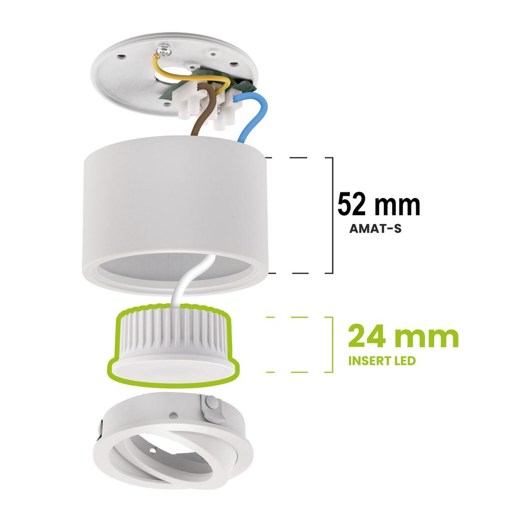 Surface-Mounted Halogen Spot Luminaire, Movable, Amat-S Insert, Round, Black-Gold