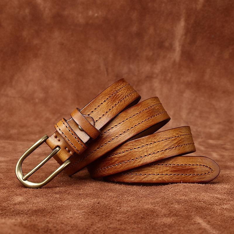 Ремень женский индивидуальный тренд кожаный пряжка первый слой коровья кожа ретро и мода универсальный ремень женский
