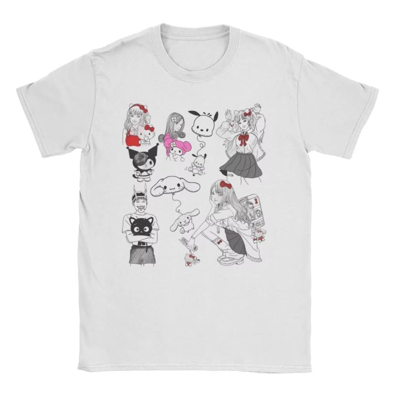 Junji-Itos Tomie X Hello Kitty Merch Unisex T Shirt Cotton Tee Graphic Printing Horror Tops T-shirt Oversized Y2k Men Women TEES