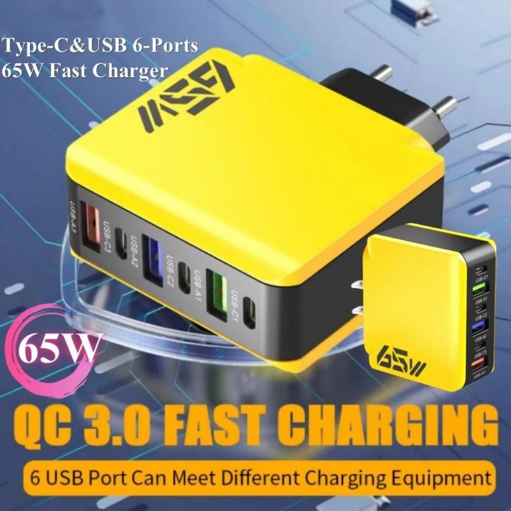 EU/US/UK Phone Charger Adapter USB A+C Multi Ports Charger for iPhone/Xiaomi/Samsung